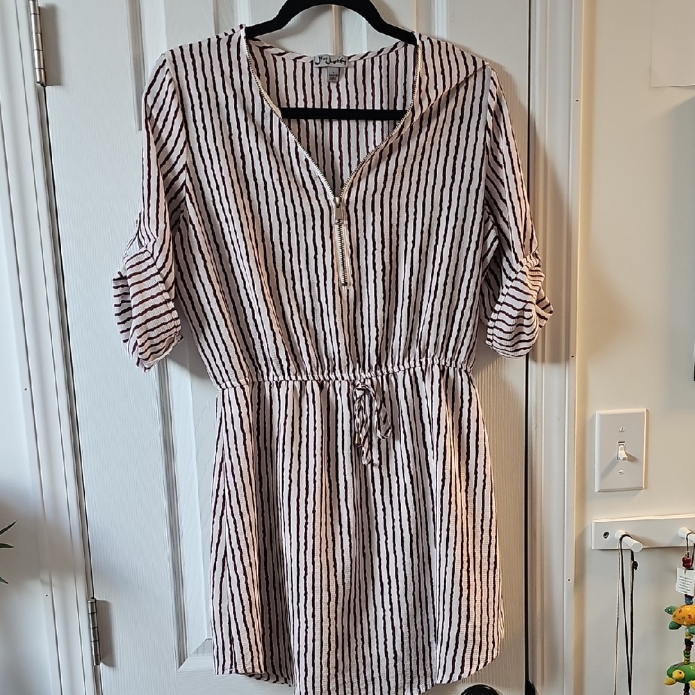 Striped Maroon and White Dress